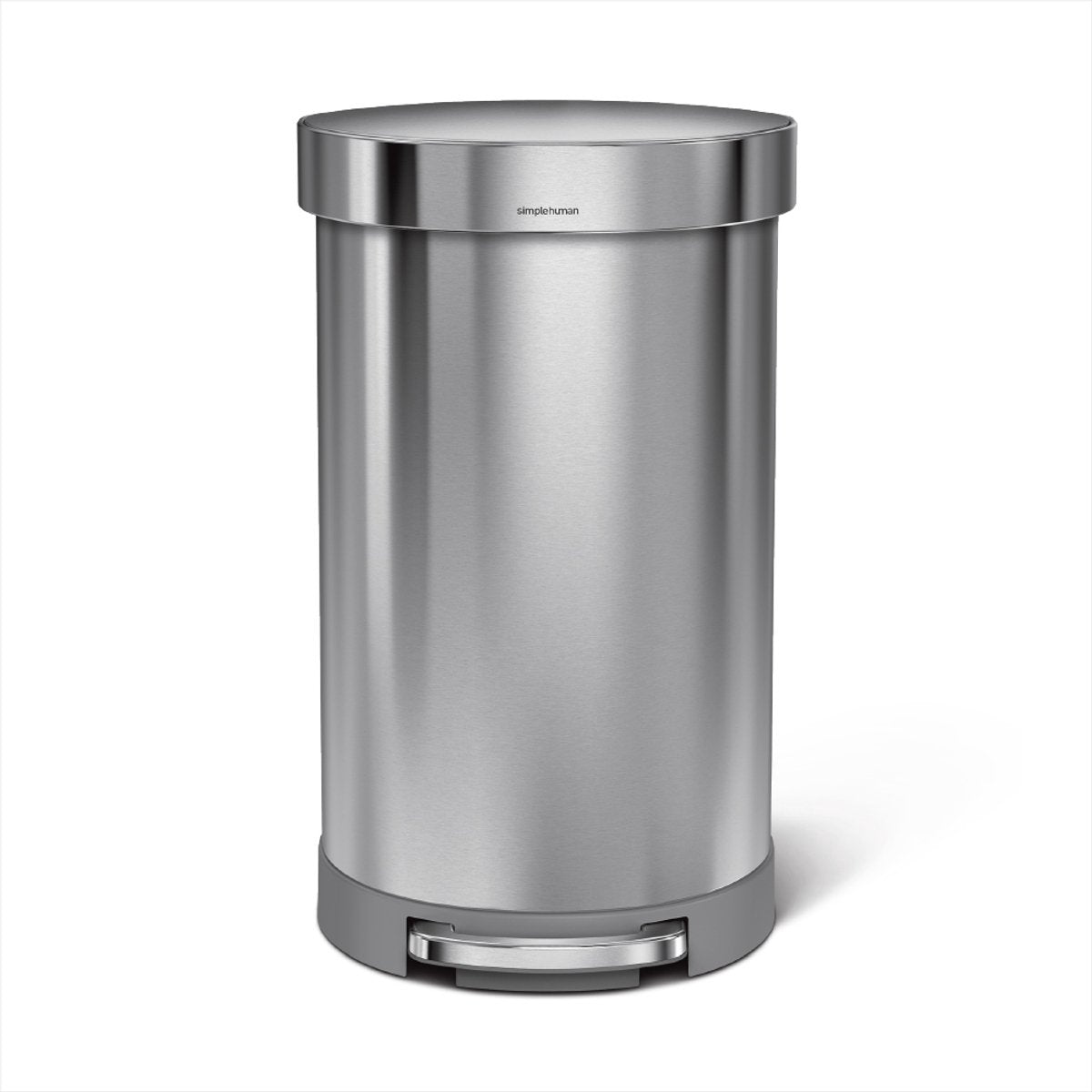 Poubelle à pédale semi-circulaire Simplehuman - 45 litres - avec rebord de poche - inox brossé