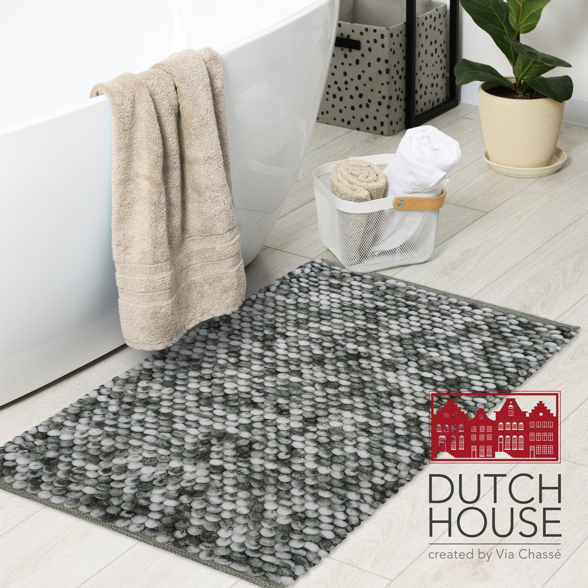 Via chasse tapis de bain gris foncé 60x90cm caorle | 2 pièces