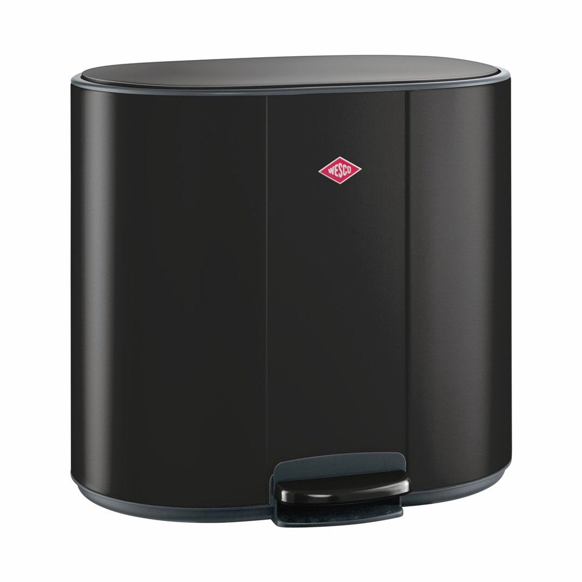Wesco multicollector 3 poubelle tri des déchets (1x25 litres, 2x12 litres) | 49 litres | métal - noir mat | poubelle à pédale avec fermeture amortie et filtre anti-odeurs