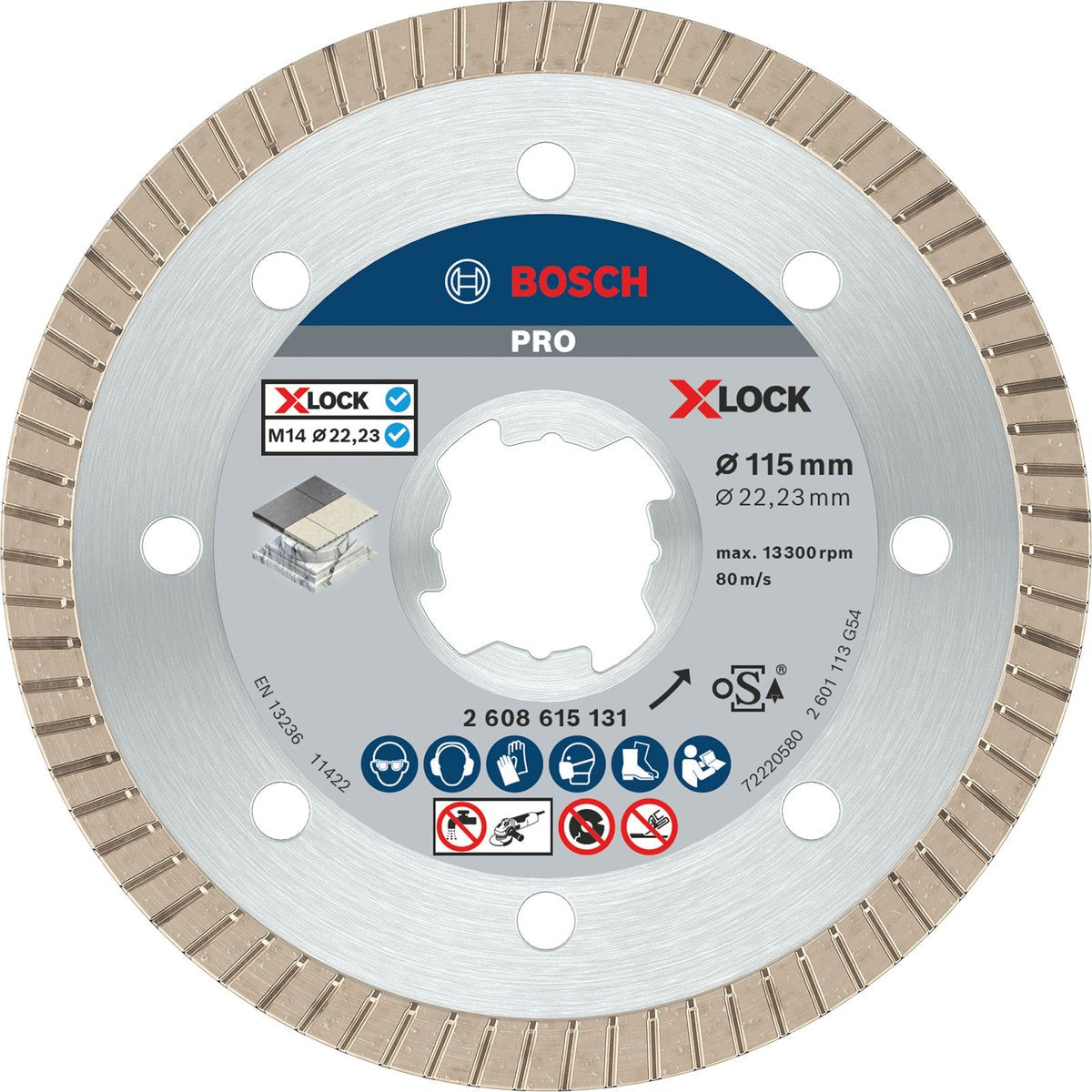 Bosch accessoires 2608615131 disque à tronçonner diamanté x-lock 115 mm diamètre 115 mm 1 pièce(s)
