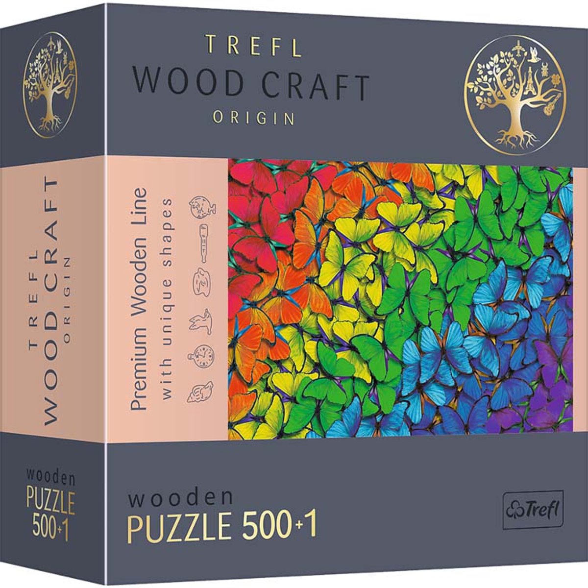 Trefl puzzle papillons arc-en-ciel - 500 pièces - avec affiche.