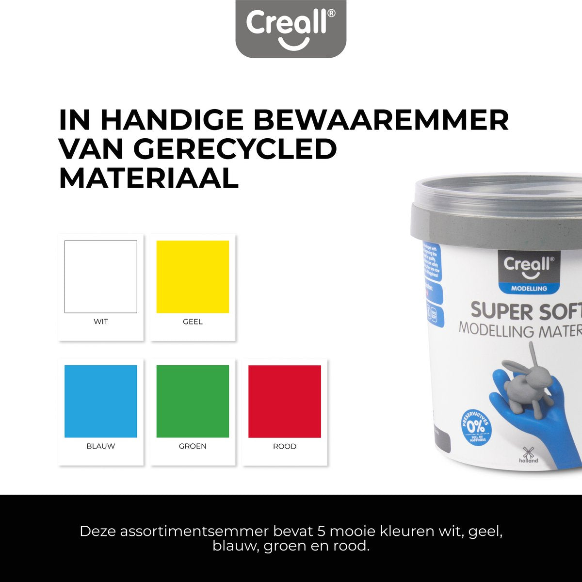 Argile super douce Creall 5 couleurs, 450gr.