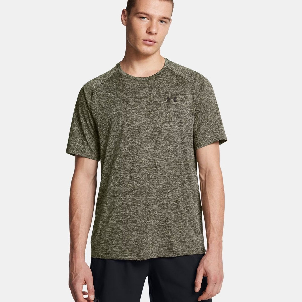 Under armour ua tech 2.0 ss tee-grn chemise de sport pour hommes - marine ou vert - noir