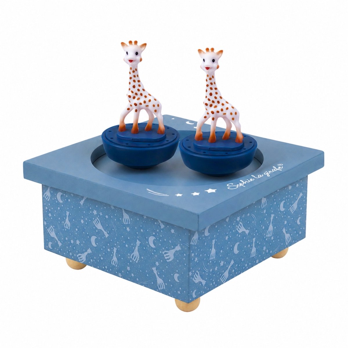 Boîte à musique Sophie la girafe voie lactée - Sophie dansante - boîte à musique bébé - cadeau maternité - cadeau baby shower - à partir de 12 mois - 11,5x11,5x8,5 cm - bleu