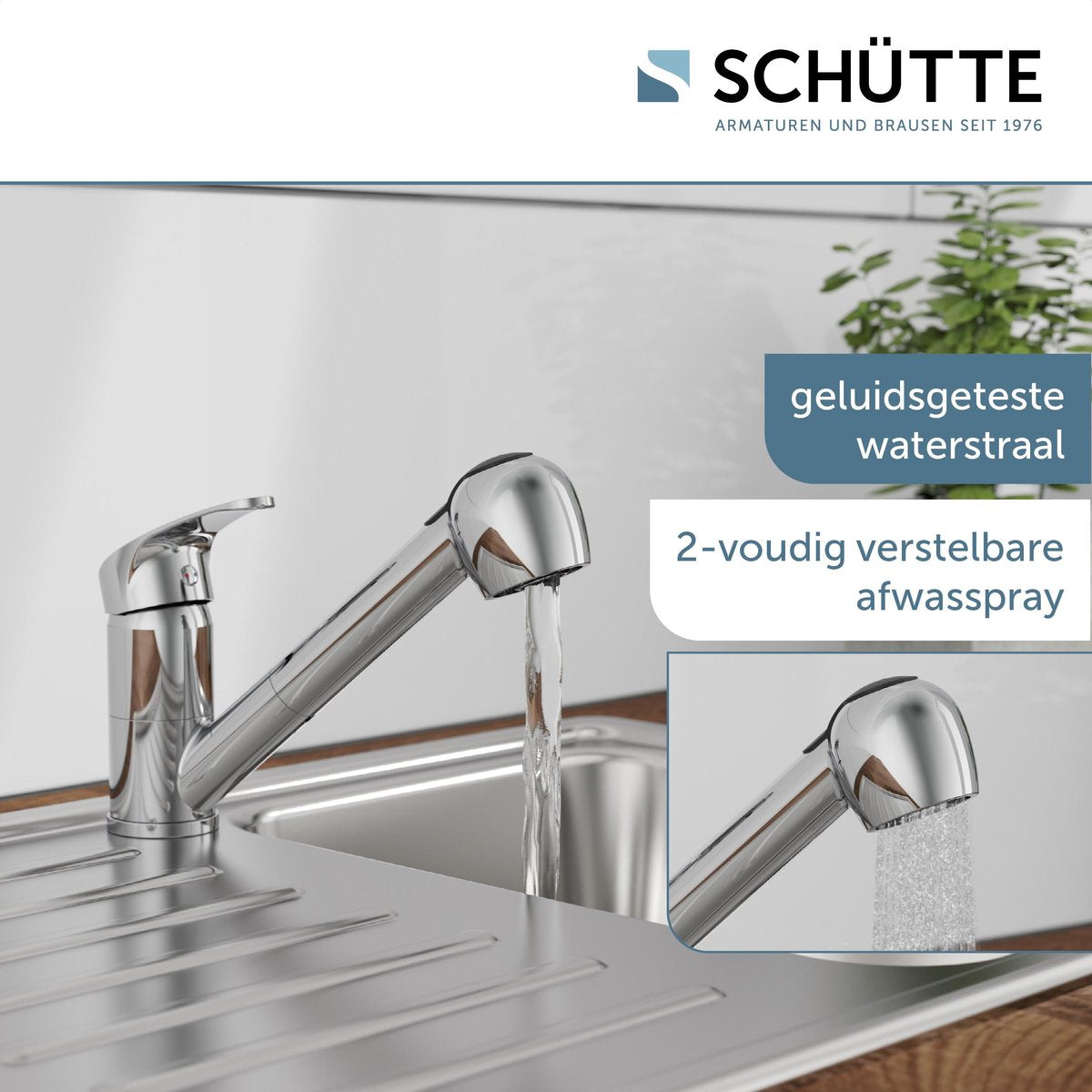 Schütte One -Button Mixer Spout jetable Diziani Chrome -Colored