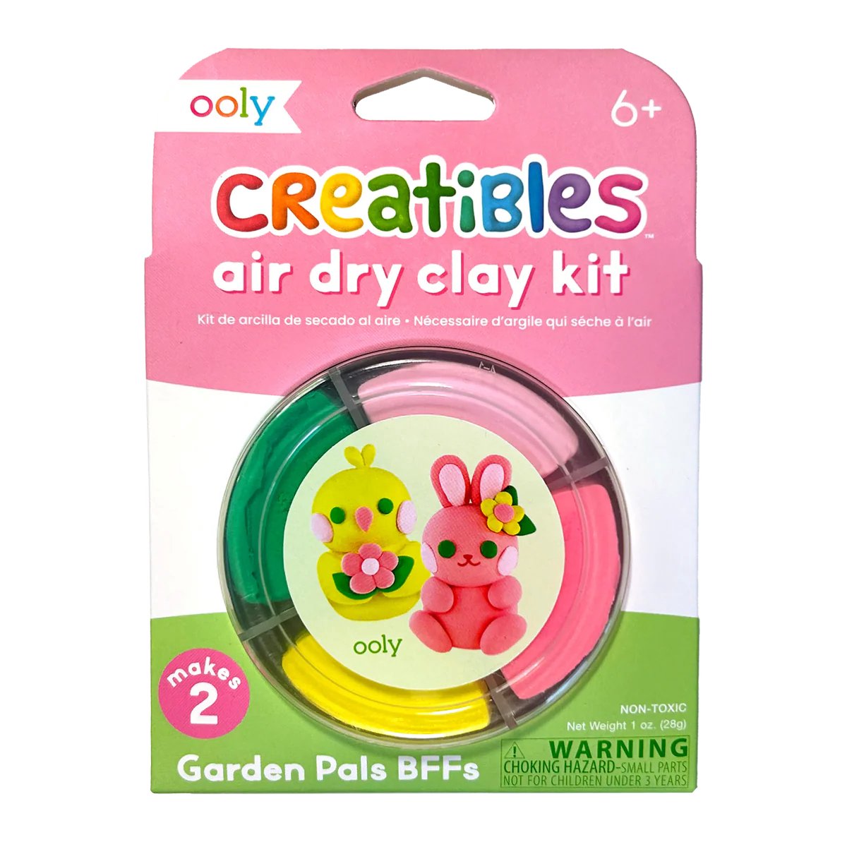 Ooly - creatibles - mini kit d'argile séchée à l'air - copains de jardin bff's - 4 couleurs d'argile