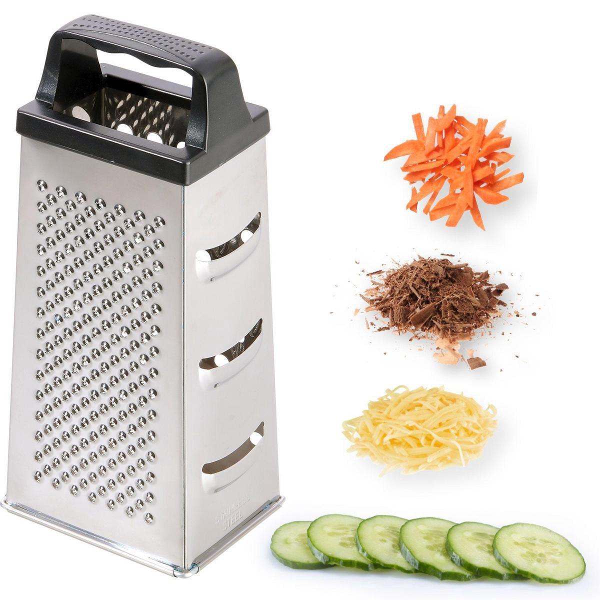 Râpe à légumes Westmark avec 4 surfaces de coupe et de râpage, hauteur : 15,7 cm, plastique inox, argent noir, 11422270