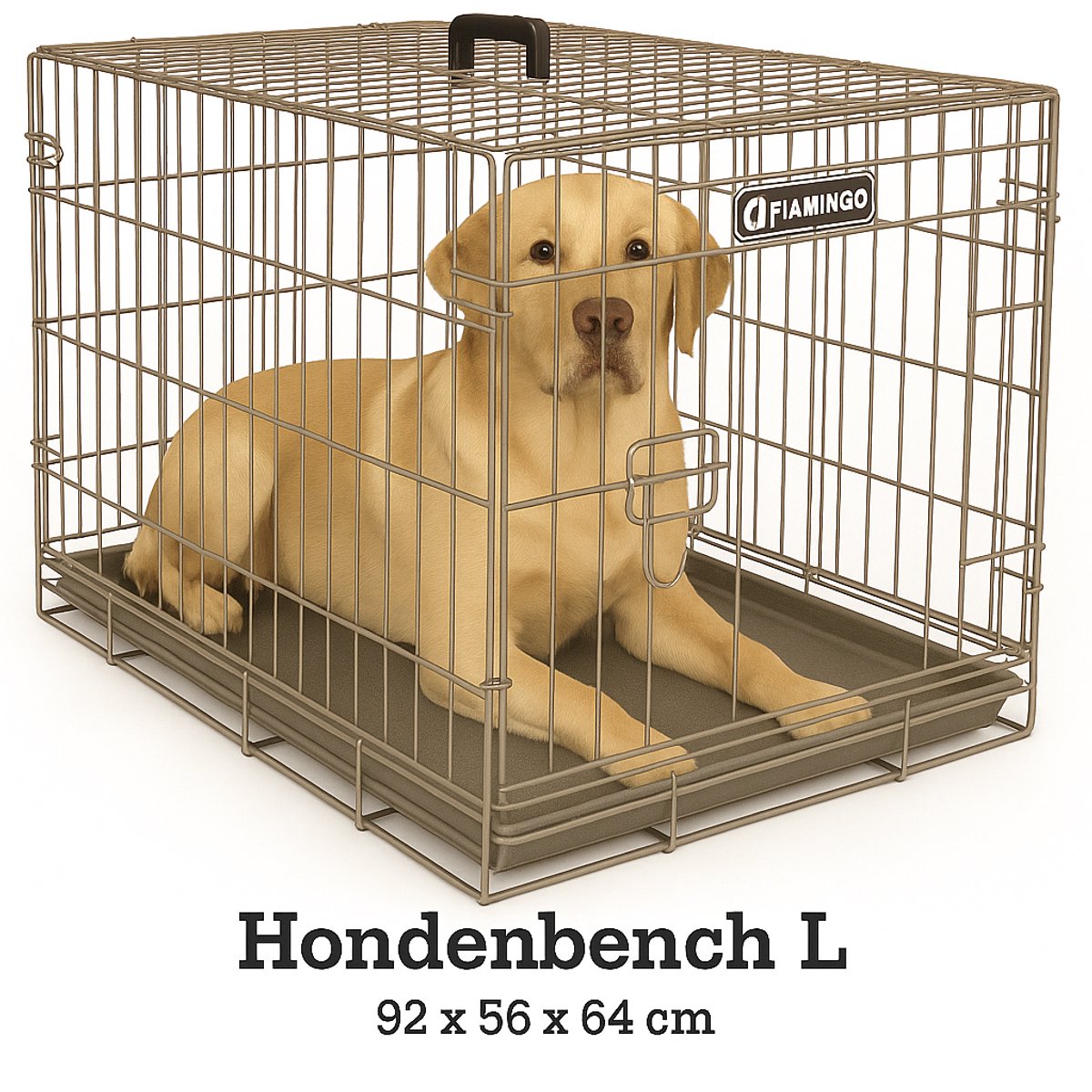 Caisse pour chien Flamingo l – caisse pour chien pliable voiture – cage pour chien cage métallique taupe – 92x56x64 cm – caisse pour chien ebo taupe