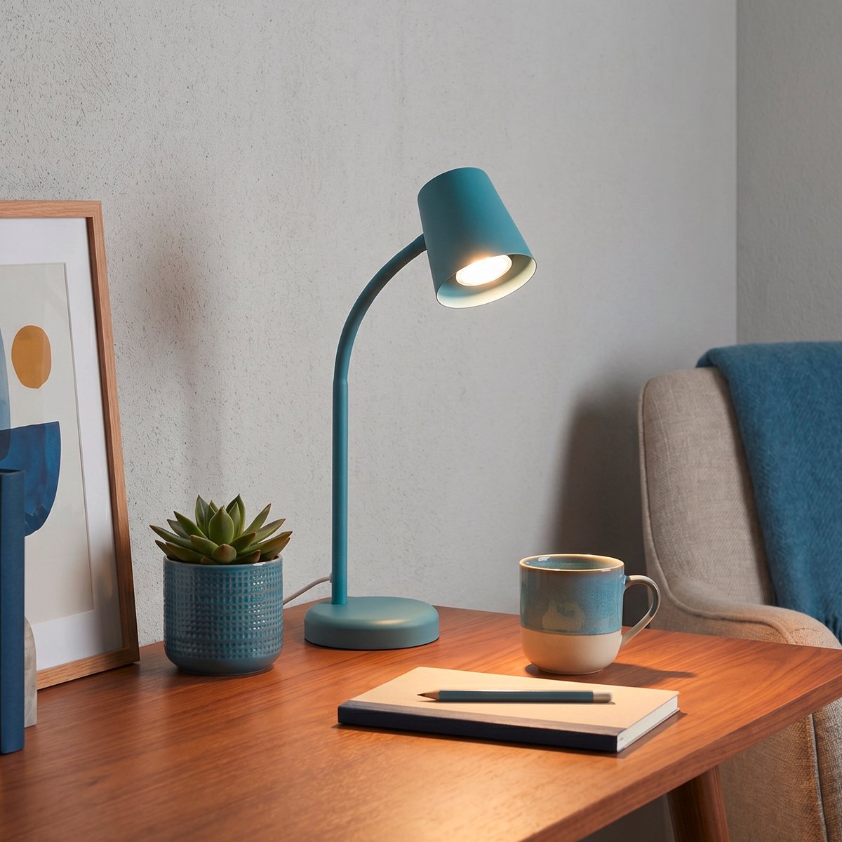 Briloner skriva - lampe de table - lampe de bureau - avec cordon - lampe de table rotative - excl. gu10 - 13 x 38,5 cm - bleu