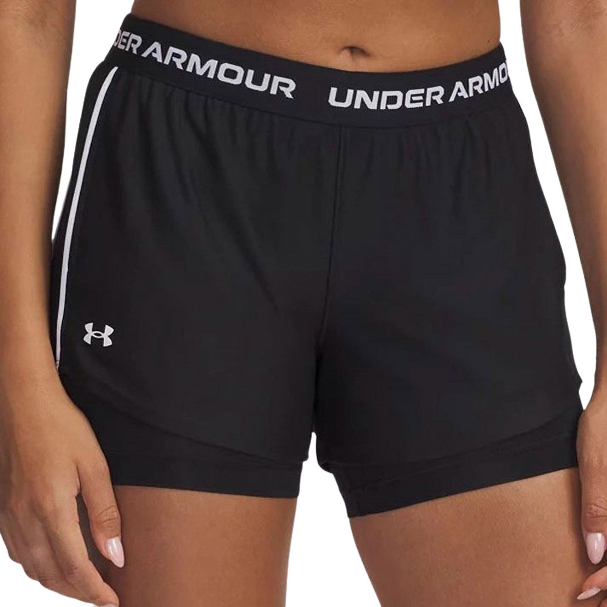 Under Armour Tech Play Up 2in1 Shorts-blk Pantalon de sport pour femme - noir - blanc