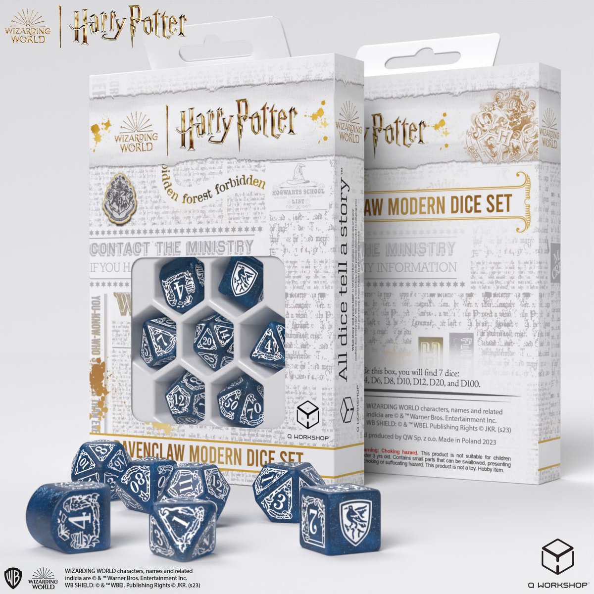 Q-workshop Harry Potter : jeu de dés modernes Serdaigle bleu (7pcs) - accessoires
