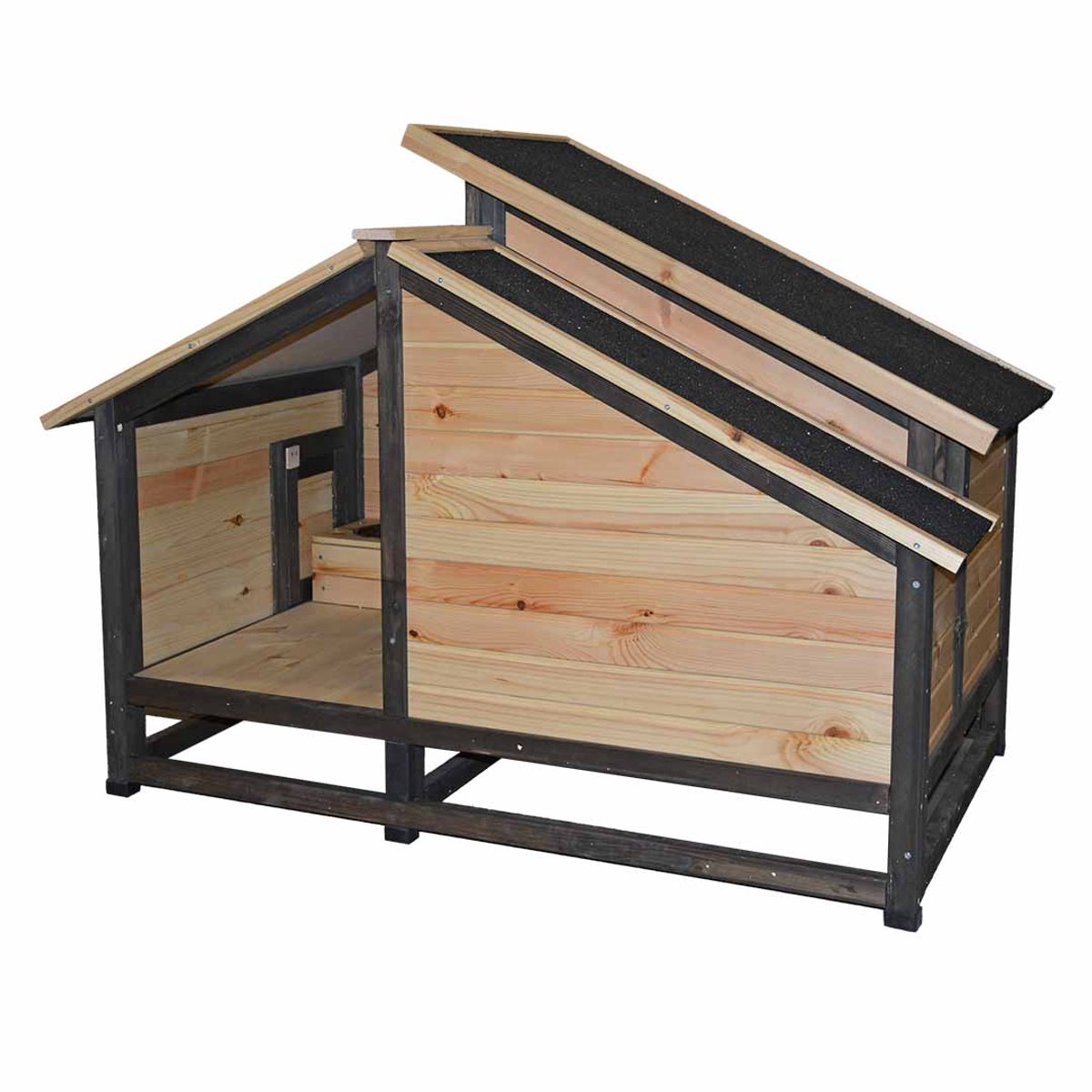 Duvo plus niche à chien design forestier bungalow qui aboie 127x76x95cm couleur bois