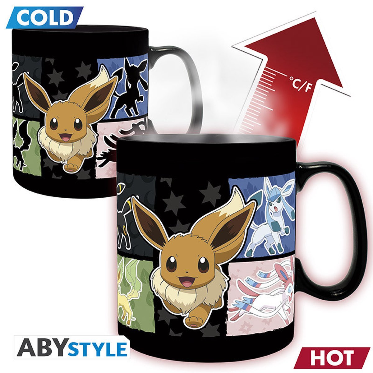 Mug Abe style Pokémon grand Eevee changement de chaleur