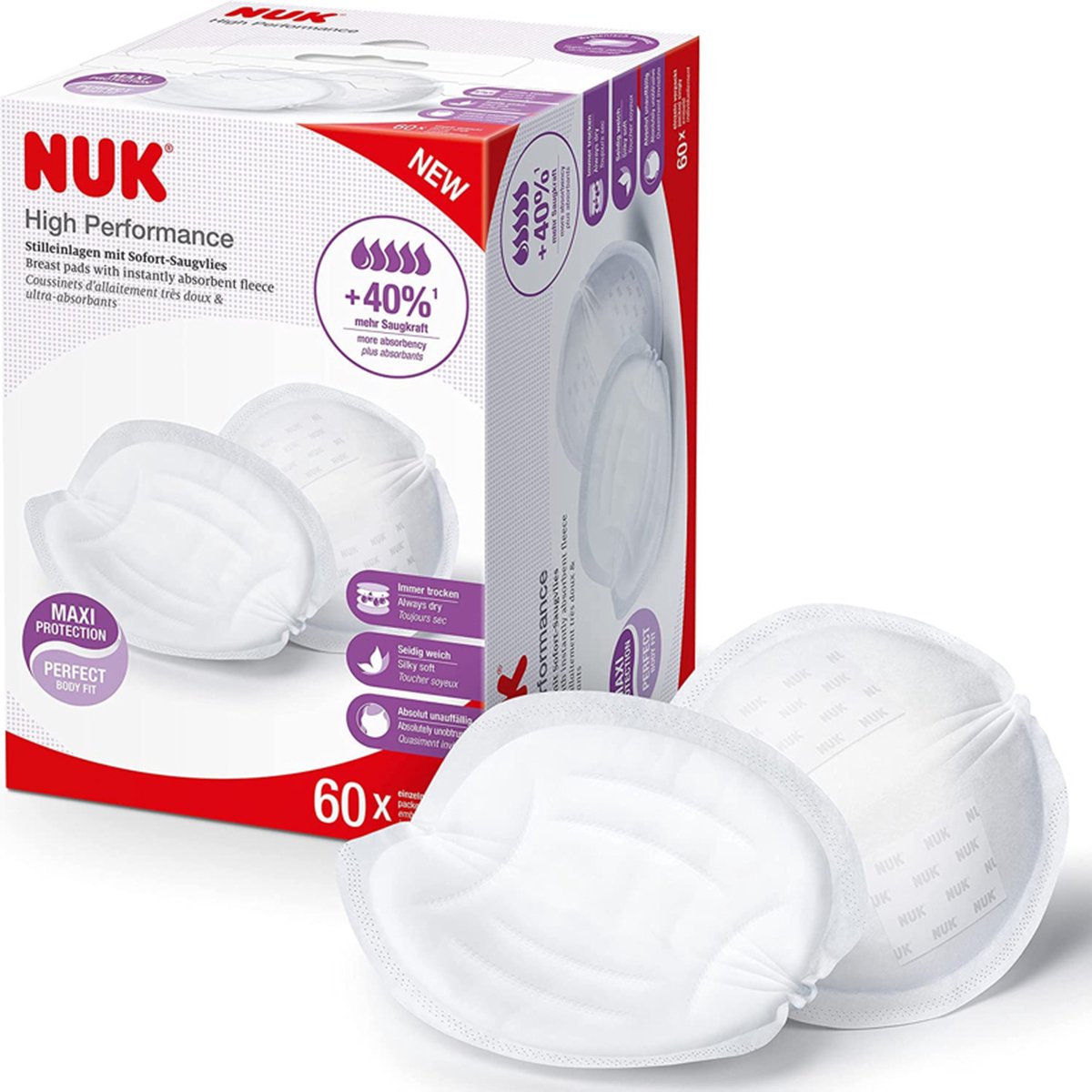 Nouk | coussinets d'allaitement haute performance | 60 pièces | blanc | 0+ mois blanc
