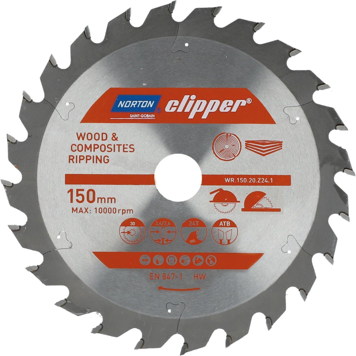 Norton - lame de scie circulaire - 150mm - pour bois et composites - 24 dents