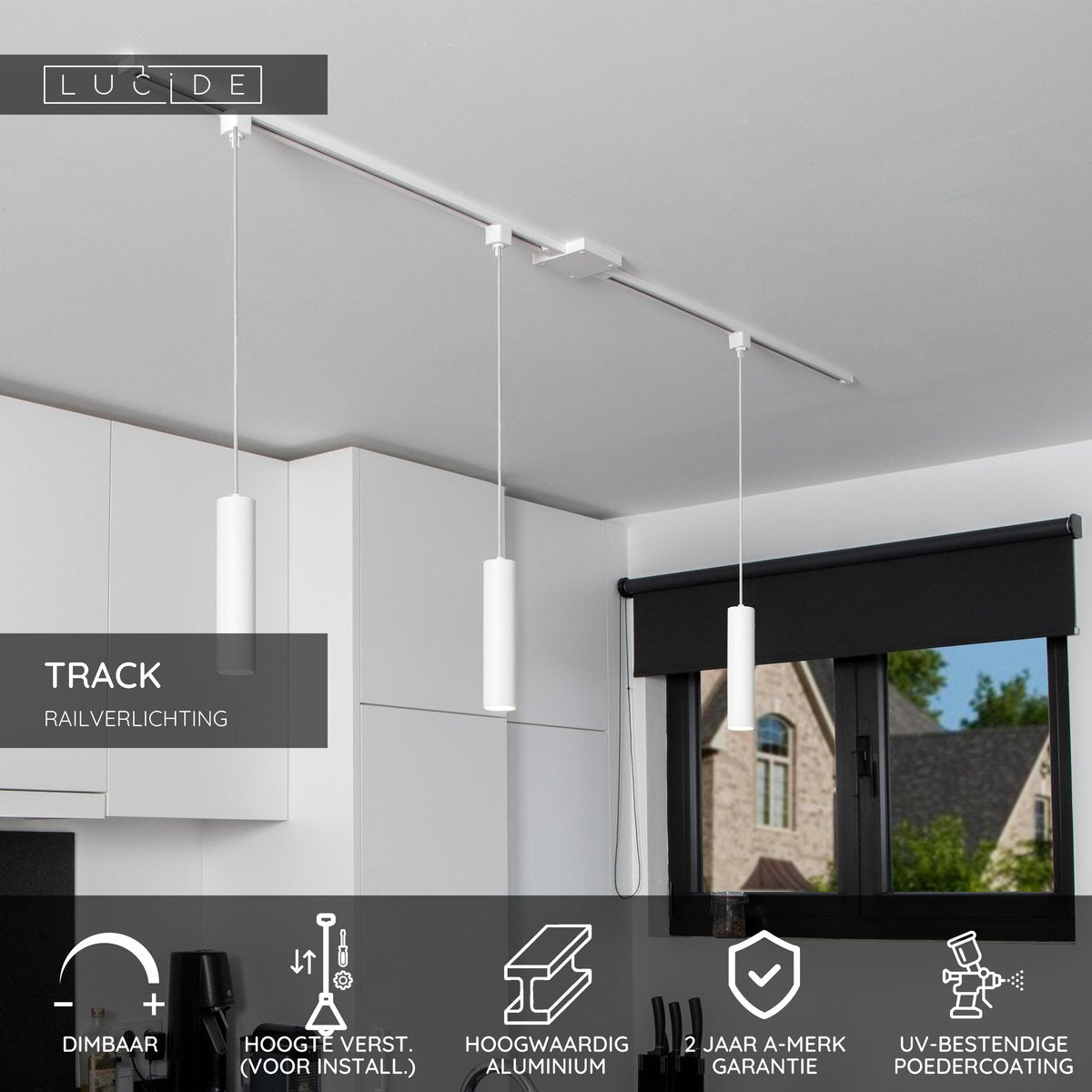 Lucide track floris hanglamp - 1-fase railsysteem railverlichting - 1xgu10 - wit (uitbreiding)