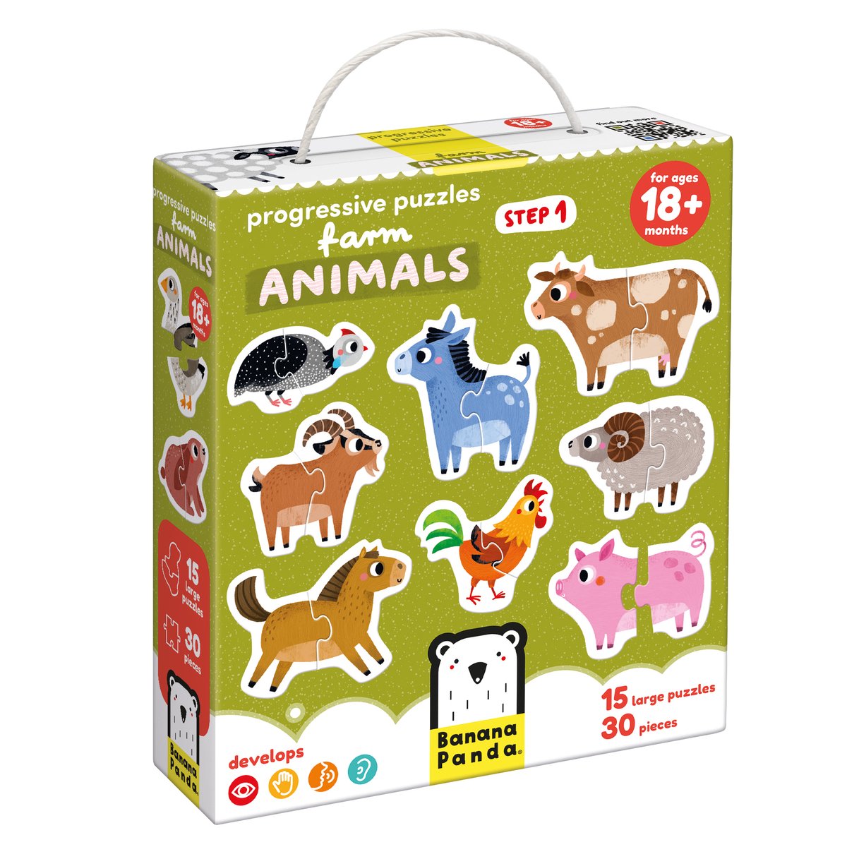 Panda banane - puzzles ascendants animaux de la ferme - 33 pcs.
