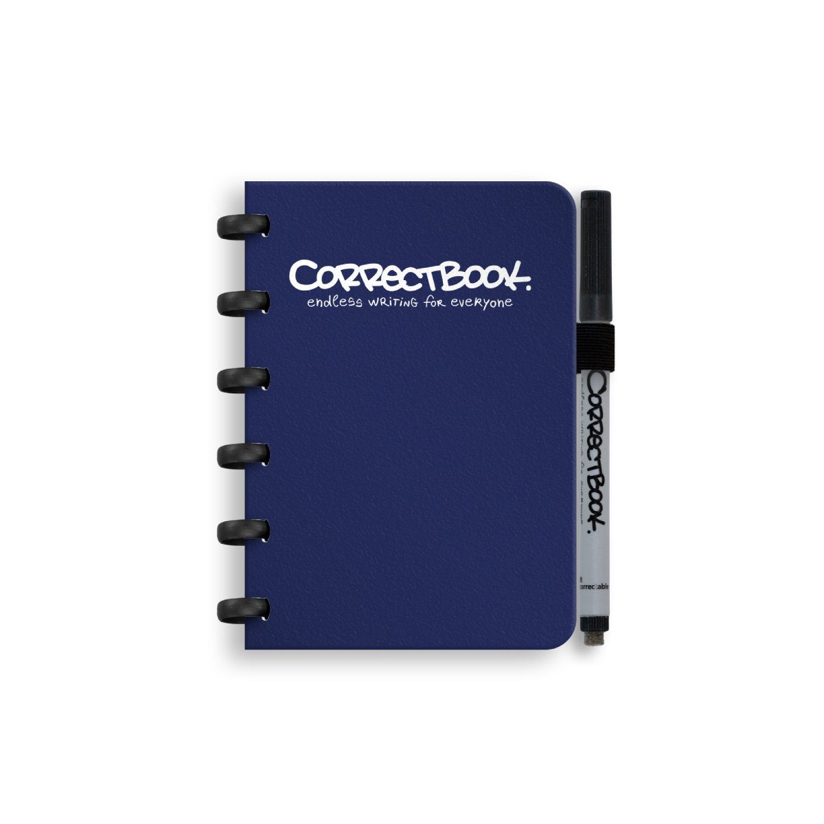 Carnet effaçable Correctbook a6 – carnet réutilisable – bleu nuit – vierge – avec lingette pour stylo – peut être complété par des pages supplémentaires