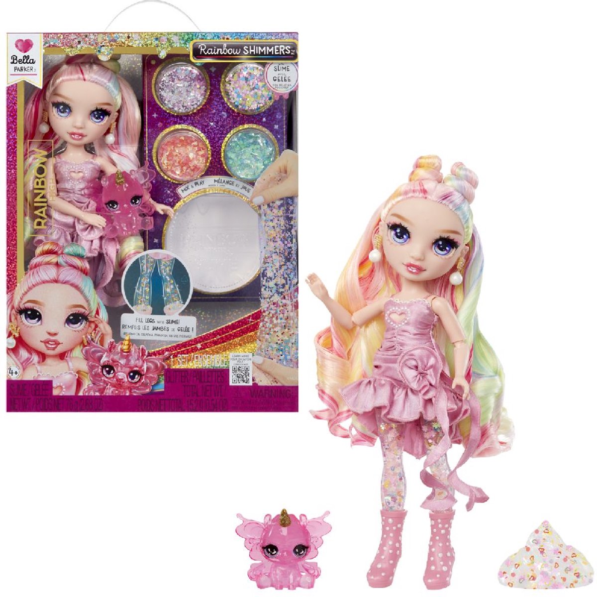 Mga entertainment arc-en-ciel à hautes paillettes avec poupée mannequin slime - bella