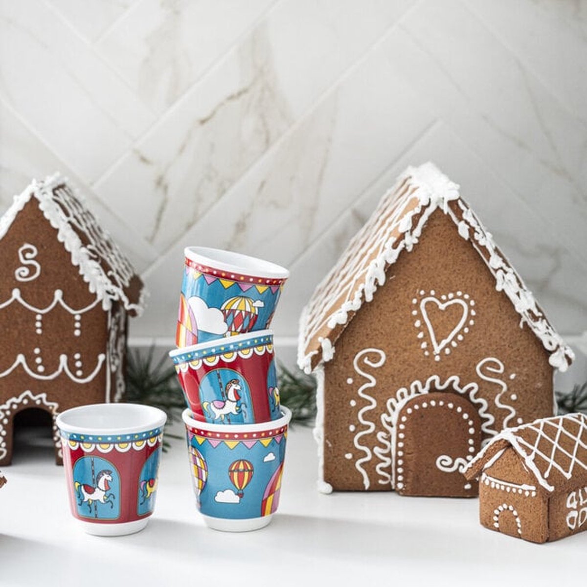 Tasses à expresso Bialetti Winter Wonderland 80 ml – lot de 4 – céramique – édition limitée