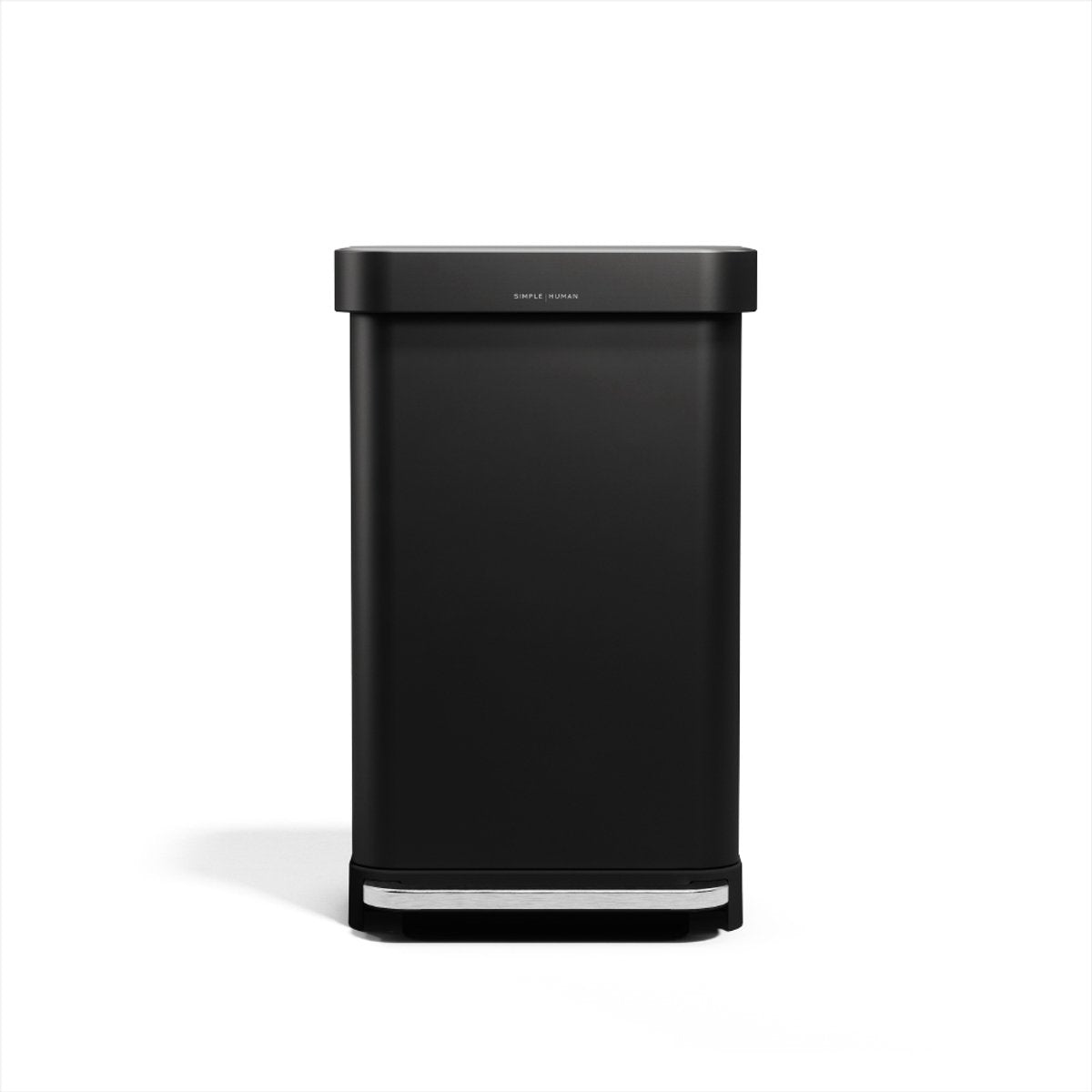 Poubelle à pédale rectangulaire Simplehuman - 45l - avec support sac - acier inoxydable noir mat