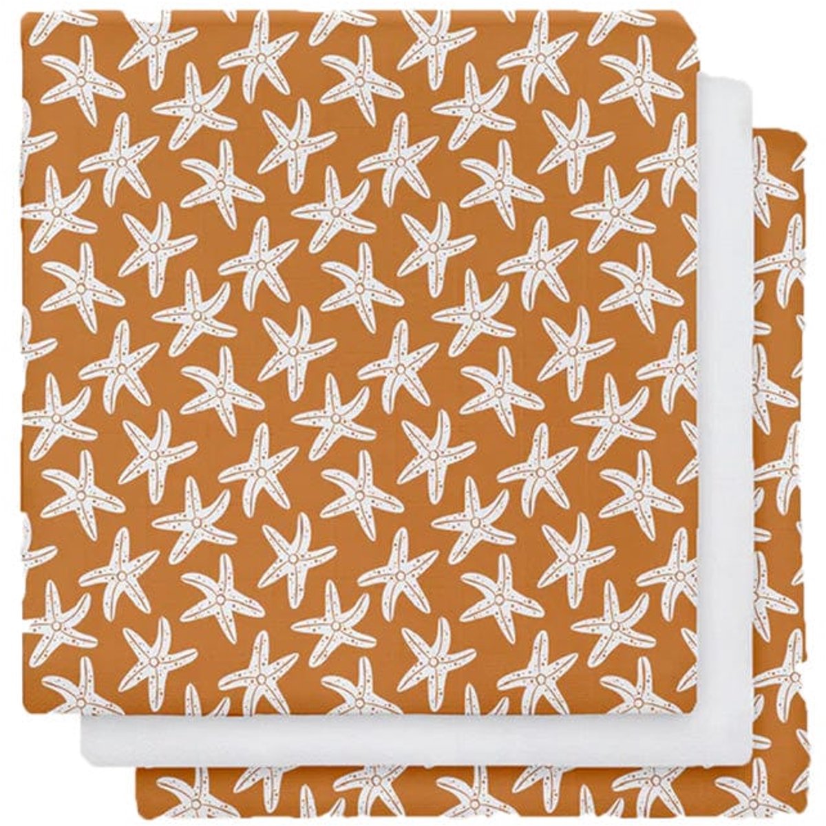 Étoile de mer | chiffons hydrophiles orange 60 x 60 cm - 3 pièces