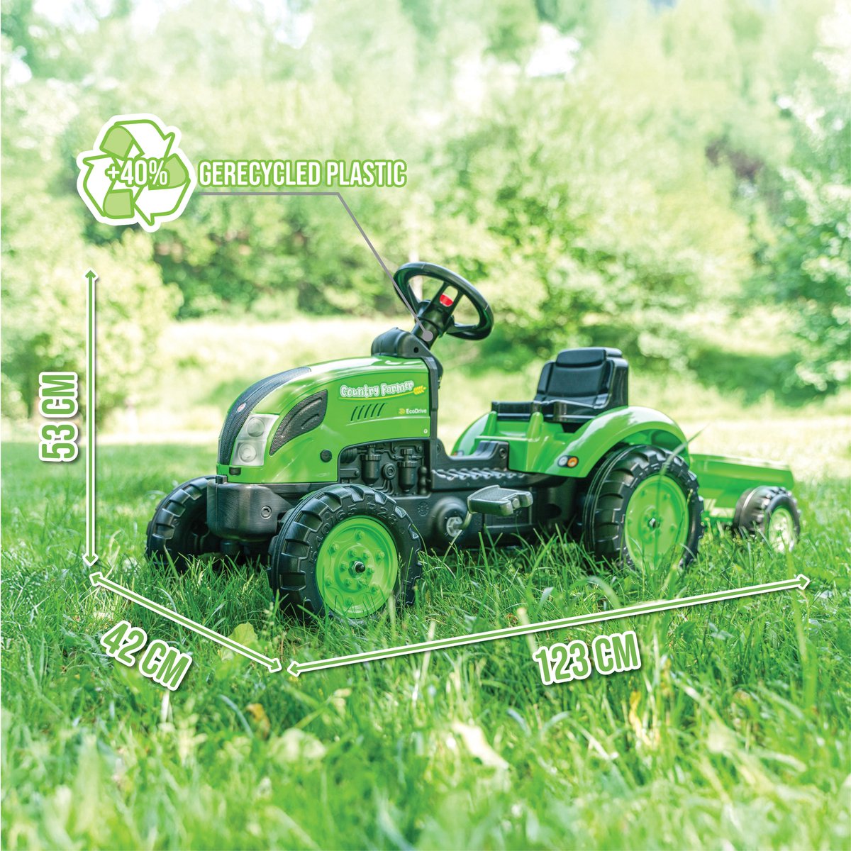 Fermier de Falk - garçons - vert - tracteur à pédales