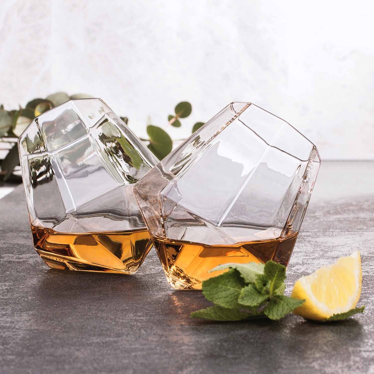 Ensemble de verres à whisky Mad Monkey - forme diamant - 2 pièces