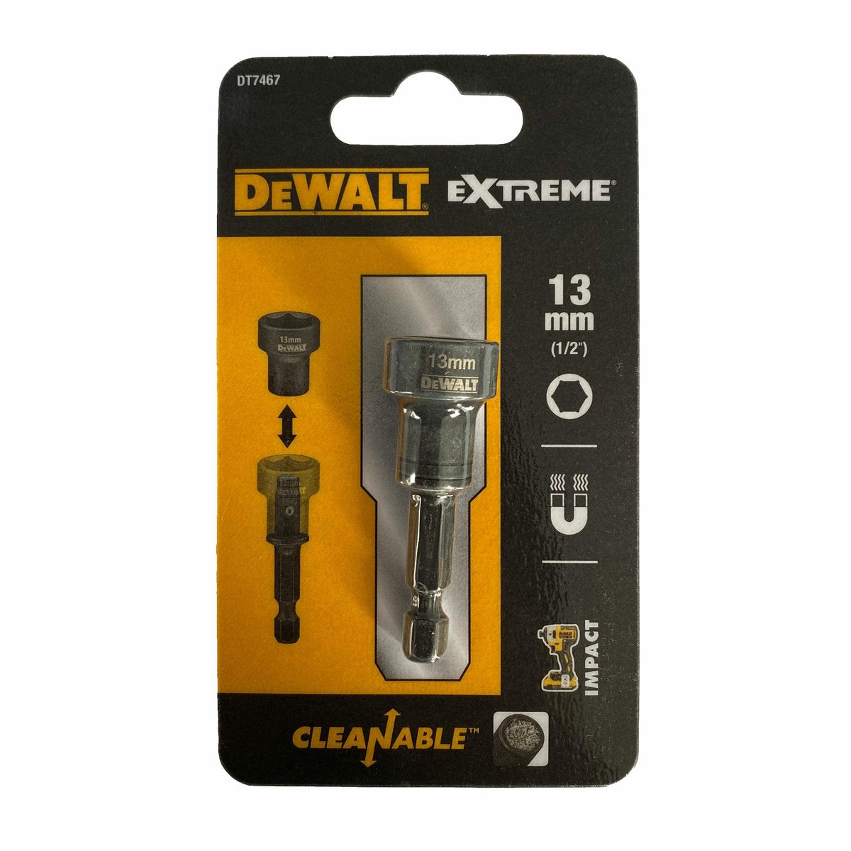 Dewalt dt7467-qz - clé à douille magnétique autonettoyante - 13 mm - résistante aux chocs - résistante aux chocs