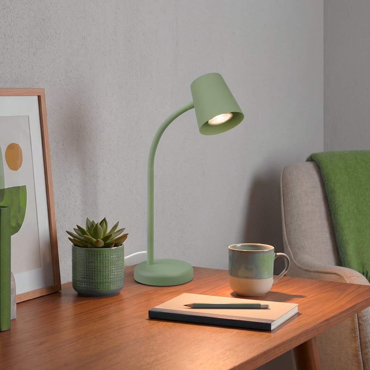 Briloner skriva - lampe de table - lampe de bureau - avec cordon - lampe de table rotative - excl. gu10 - 13 x 38,5 cm - vert