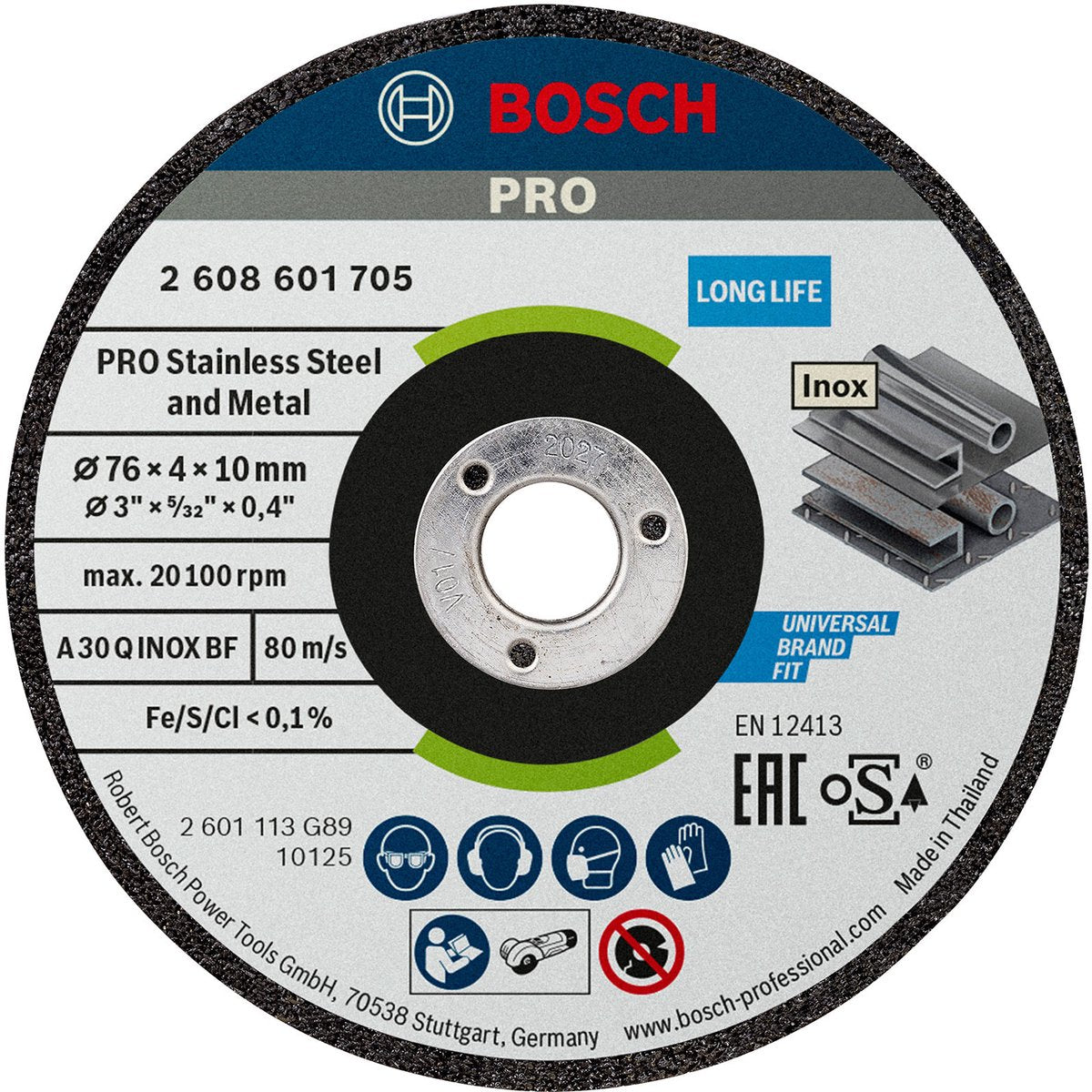 Accessoires Bosch 2608601705 2608601705 disque abrasif droit diamètre 76 mm diamètre d'alésage 10 mm 2 pièce(s)