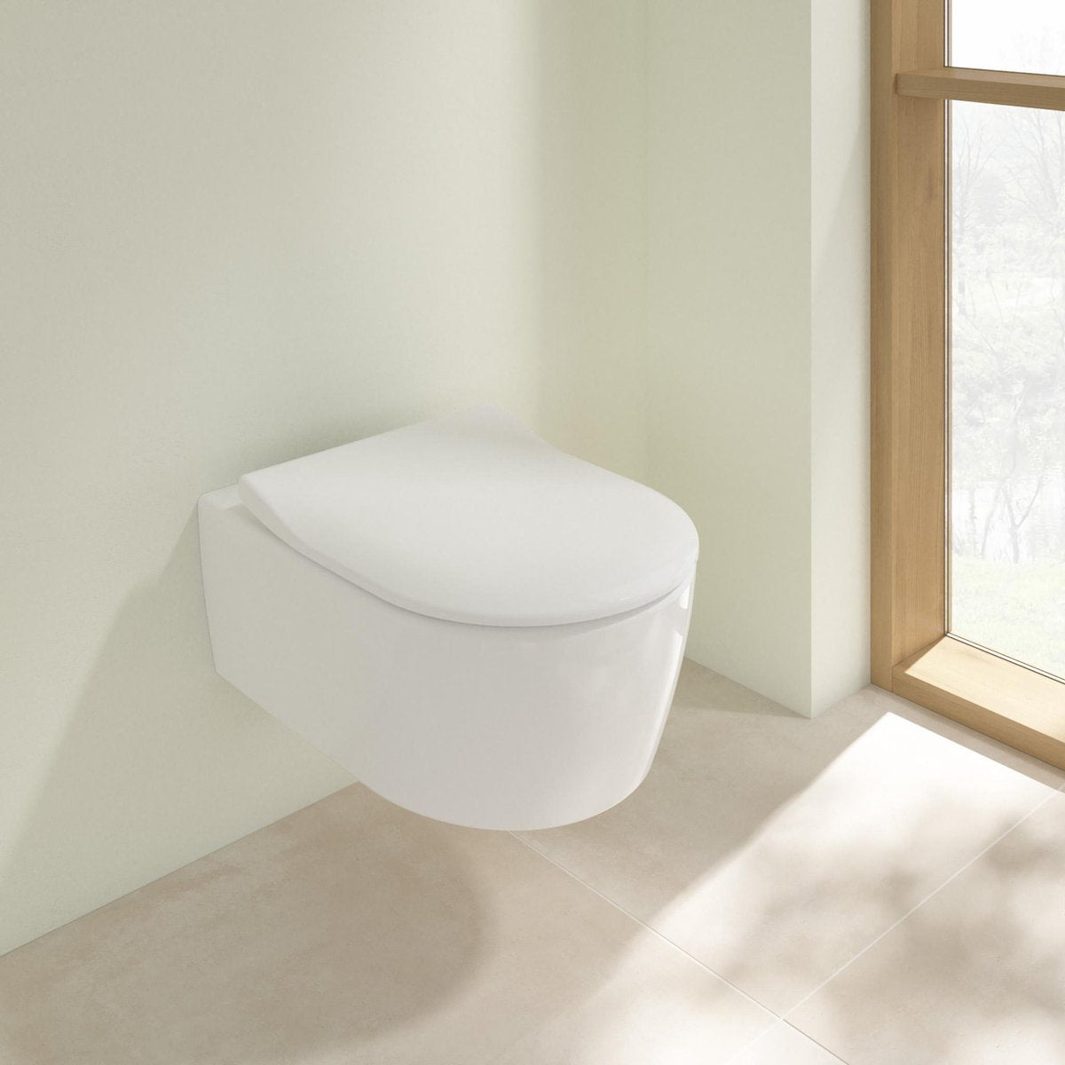 WC suspendu Villeroy boch avento pack - chasse directe avec abattant - fermeture amortie et dégagement rapide céramique+ blanc