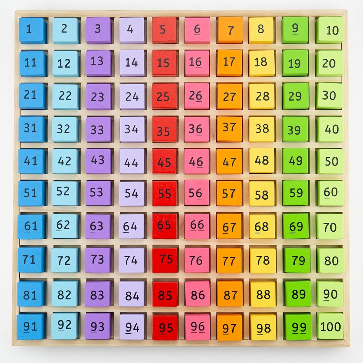 Blocs numérotés en bois Bigjigs dans un plateau à compartiments, 100 pcs.