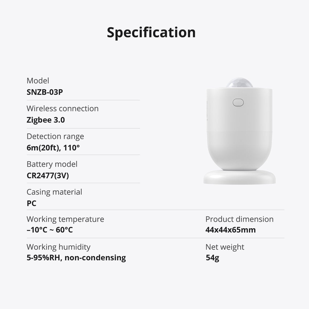 Sonoff zigbee capteur de mouvement snzb-03p pour la sécurité et l'automatisation de la maison