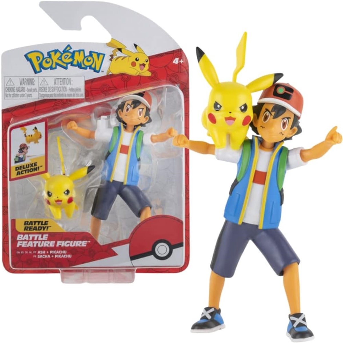 Figurine de combat Pokémon Jazwares - Ash Pikachu