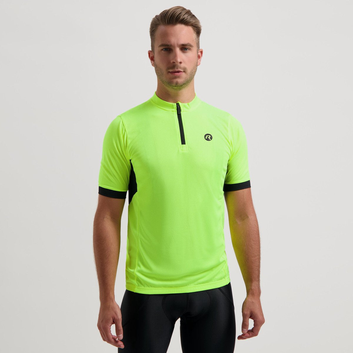 Rogelli core fietsshirt heren - korte mouwen - zwart fluorgeel - m