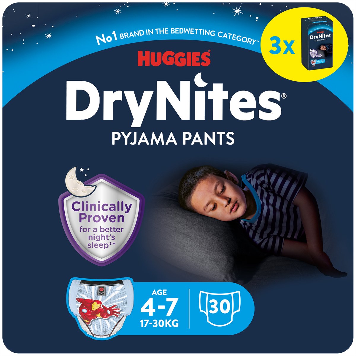 Pantalons à couches Drynites Huggies - garçons - 4 à 7 ans (17 - 30 kg) - 30 pièces - pack économique