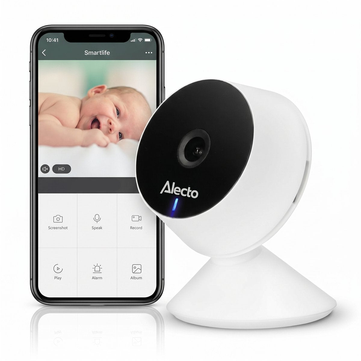Babyphone Alecto WiFi avec caméra et application - Full HD - notification de mouvement et de son - smartbaby5 - blanc