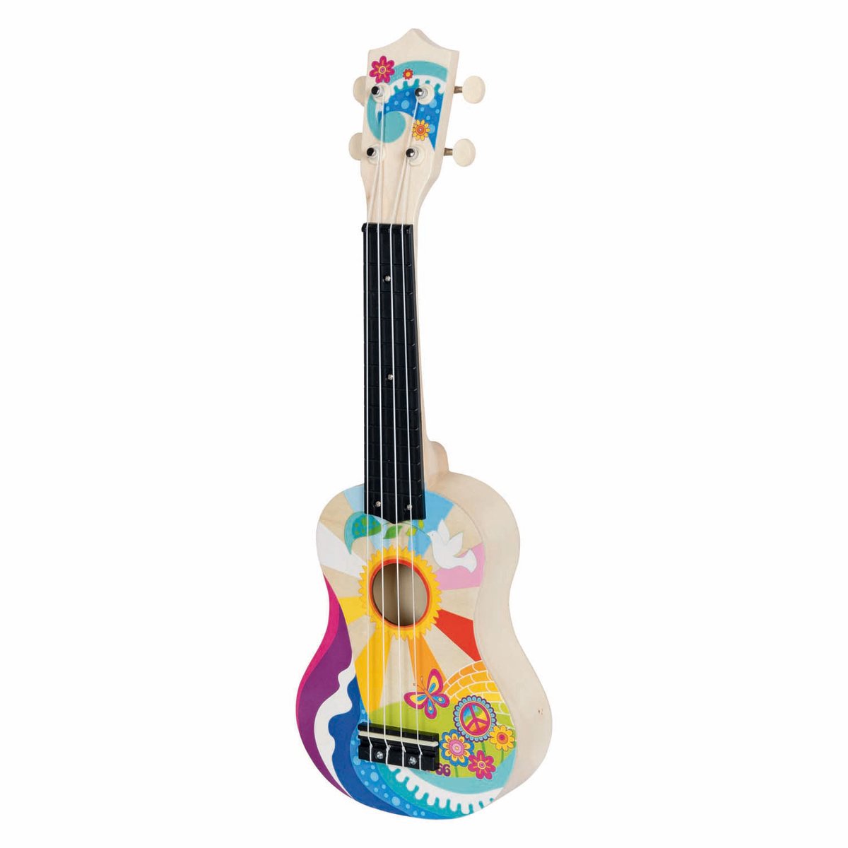 Goki ukulélé en bois flower power
