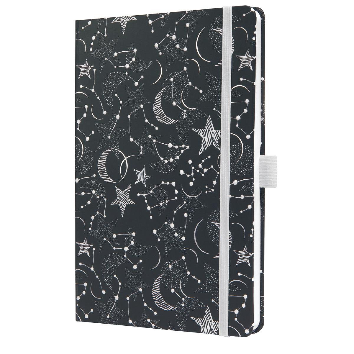 Carnet Sigel - jolie - a5 - couverture rigide - 174 pages - ligne - papier 80 grammes - cosmic fantasy noir - si-jn349