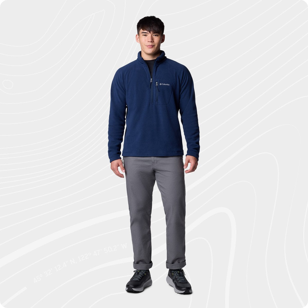 Pull d'extérieur pour homme en polaire semi-zippée Columbia fast trek™ iii - marine collégiale - taille m