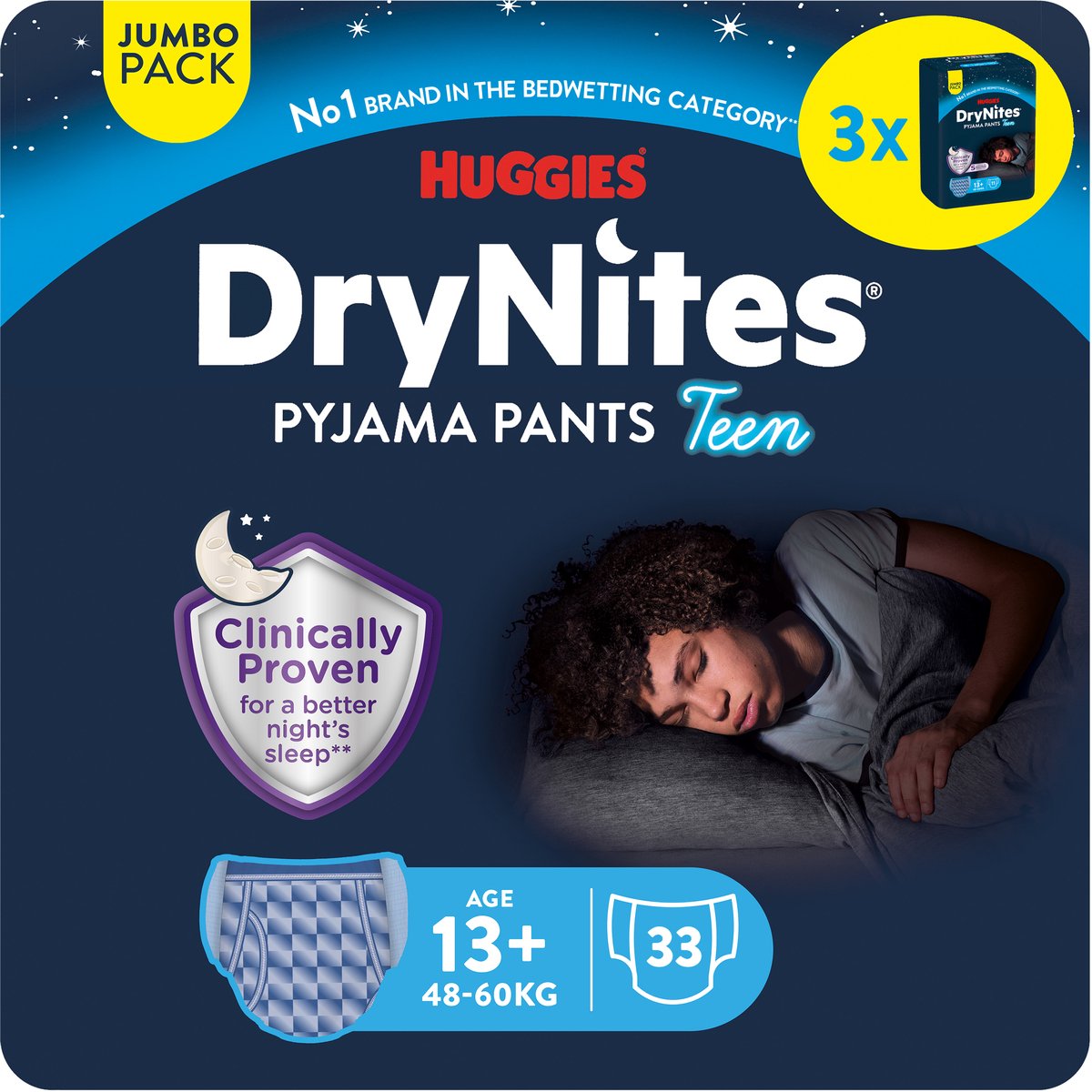 Pantalons à couches Drynites Huggies - garçons - 13 ans et plus (48 - 60 kg) - 33 pantalons de nuit - paquet jumbo