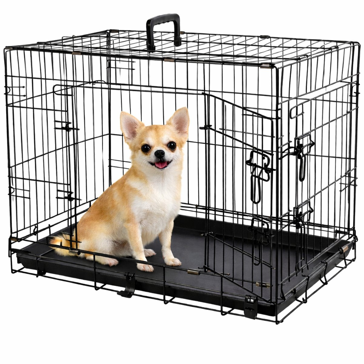 Caisse pour chien Flamingo s – cage pour chien pliable voiture – cage pour chien cage métallique mezo noir – 61x43x50 cm – idéale pour la maison en déplacement