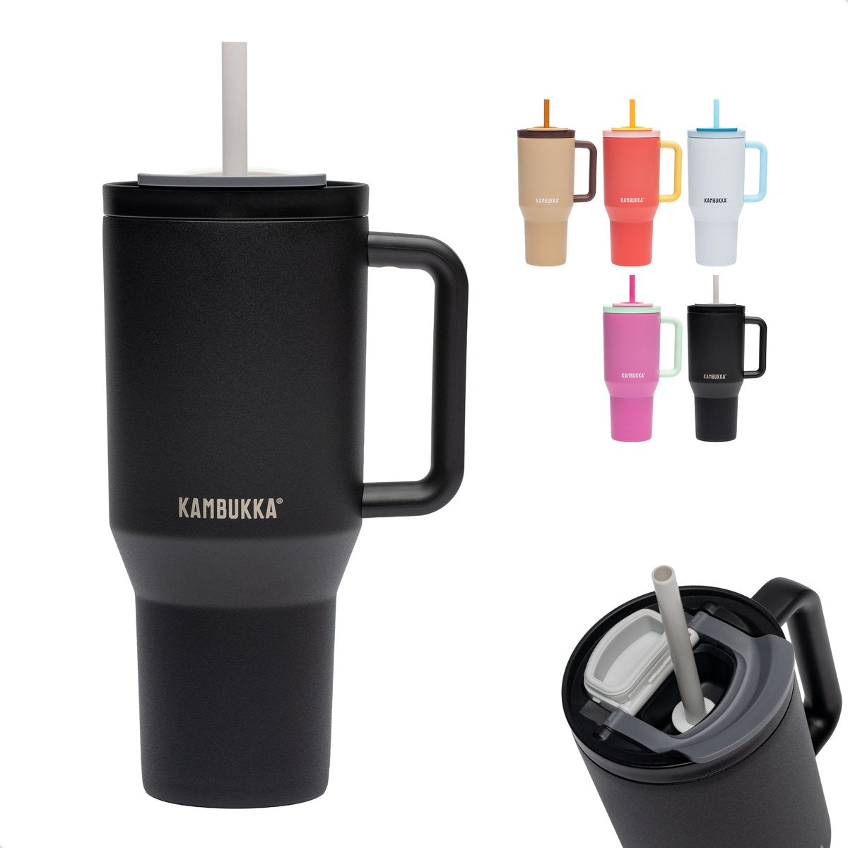 Kambukka rio - gobelet 950ml - gourde night rider avec paille télescopique - étanche - sans BPA