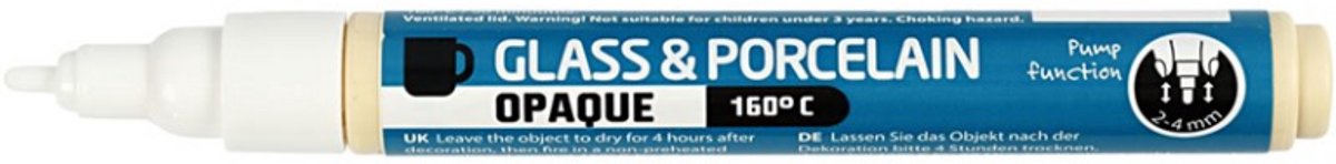 Société Creativ https: www.cchobby.nl épaisseur de ligne de marquage pour verre et porcelaine-2-4-mm-opaque-white-1-piece