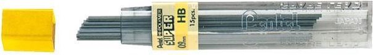 Recharge porte-mine Quantore Pentel - mine de crayon 0,9 mm - noir hb - tube de 12 mines
