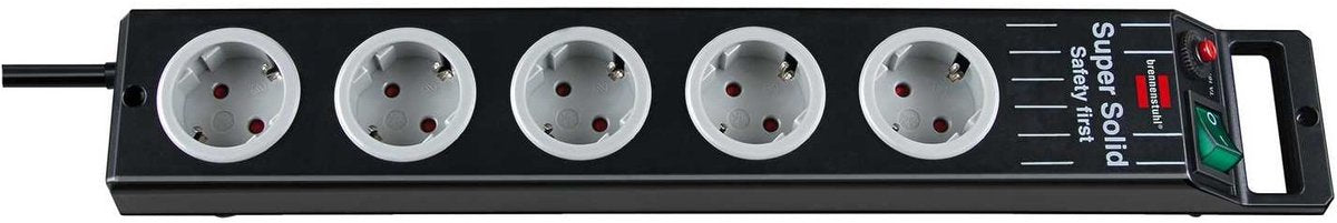 Prise de ligne super solide Brennerstuhl 5 prises noir gris 2,5m h05vv-f 3g1.5 | 1153380115 - 1153380115