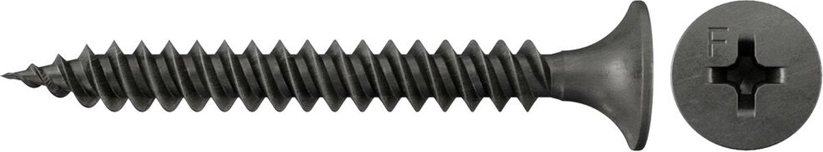 Fischer 1.000x snelbouwschroef 3,5 x 25 trompetkop gefosfateerd fijne draad kruiskop ph - 040603