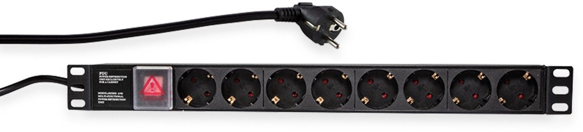 Multiprise Logilink - 8 prises avec interrupteur - câble de 2 mètres - max. 3 500 watts - 16a - convient pour un montage en rack 19 ou en vrac