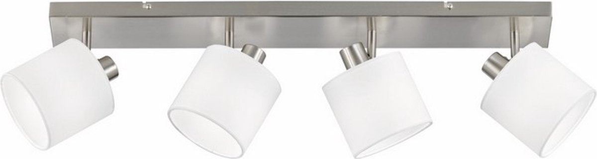 Rl live your light reality tommy - spot en saillie - nickel mat - excl. 4x e14 - abat-jour blanc